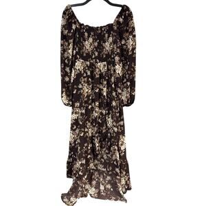 francesca's brown floral dress MARMO CHOCOLATE DRAPED MINI DRESS – DISSH main image 0